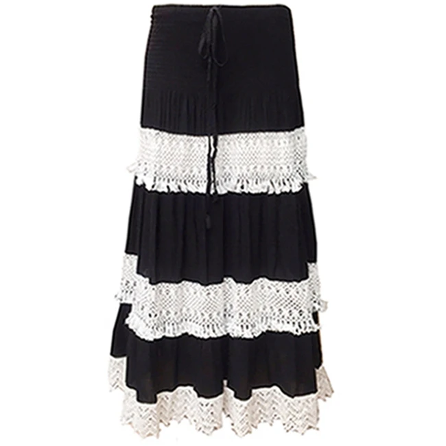 Floor Long White Rayon Indian Skirts Pure Mature Beach long Skirt