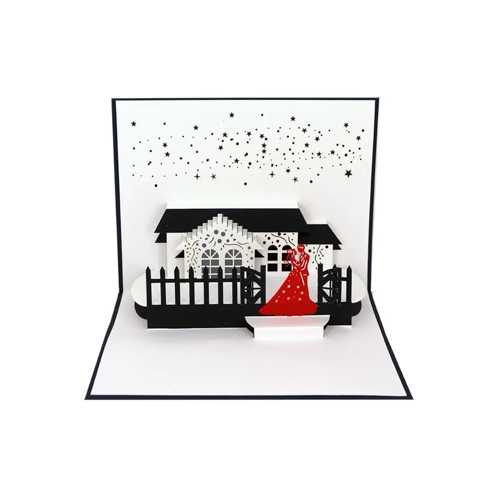 Customized 3d pop up laser cut wedding invitation card valentines day gifts