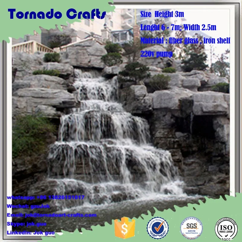 2017 Home and garden stone wall artificial fiberglass garden rock waterfall decoration