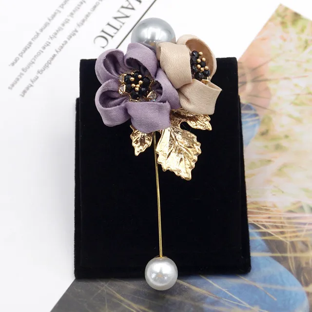 
wholesale ladies cloth pearl flower brooch pin jewelry brooches for dresses cardigan shirt shawl 
