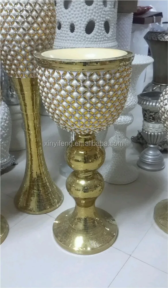 European FRP Floor Artificial Flower Tall Vase With Round Glass For Hall