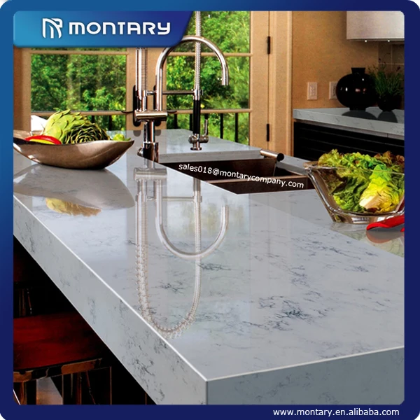 Gray Glass Dining Table Top Artificial Marble Kitchen Countertops