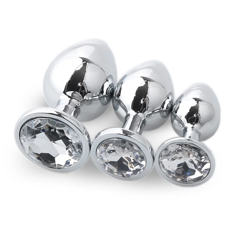3pcs Metal Stainless Steel Butt Anal Plug Anal Insert Stopper Anus Stimulator Sex Toys Anal Plug Set Crystal Sex Product