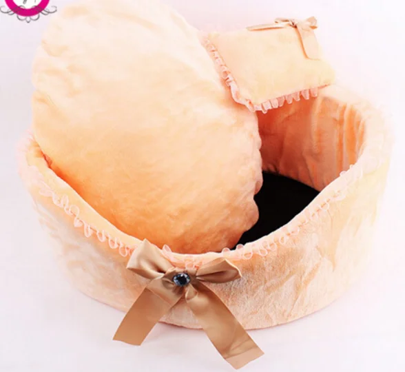 Luxury Princess Pet Dog Bed PP Cotton Padded Dog House With Pillow Lace Bow Dog Kennel camas para perros