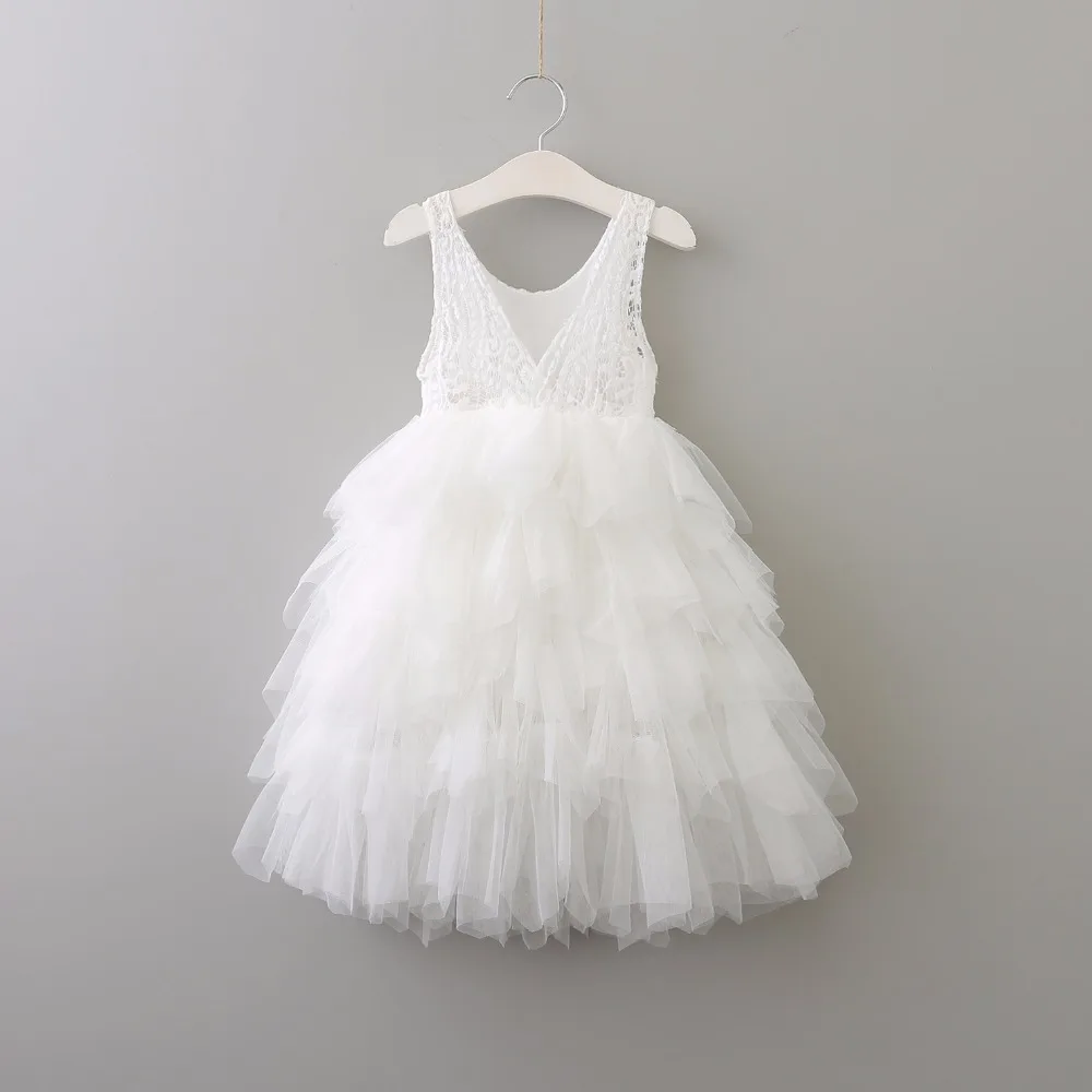 High quality wholesale fancy plain white lace tutu skirts dress for baby girl