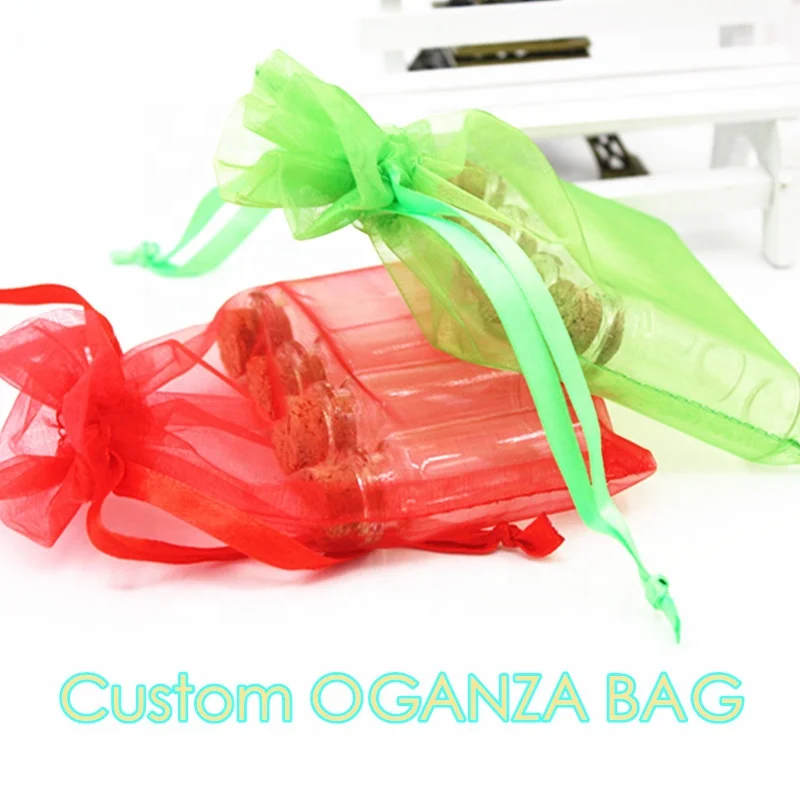 Custom logo organza drawstring gift bags sachet bags for lavender
