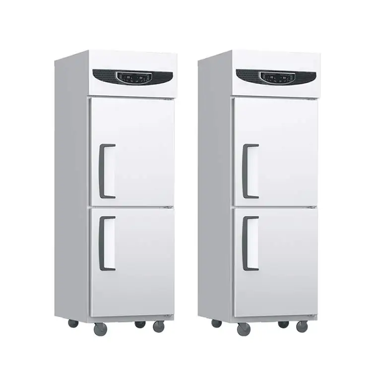 stainless steel upright cooler  kitchen freezer 2 doors refrigerator for keeping fresh