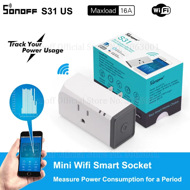 SONOFF S31 US Mini Wifi Wireless Remote Control Timer Plug Smart Home Power Socket Consumption Monitor Works with IFTTT Alexa