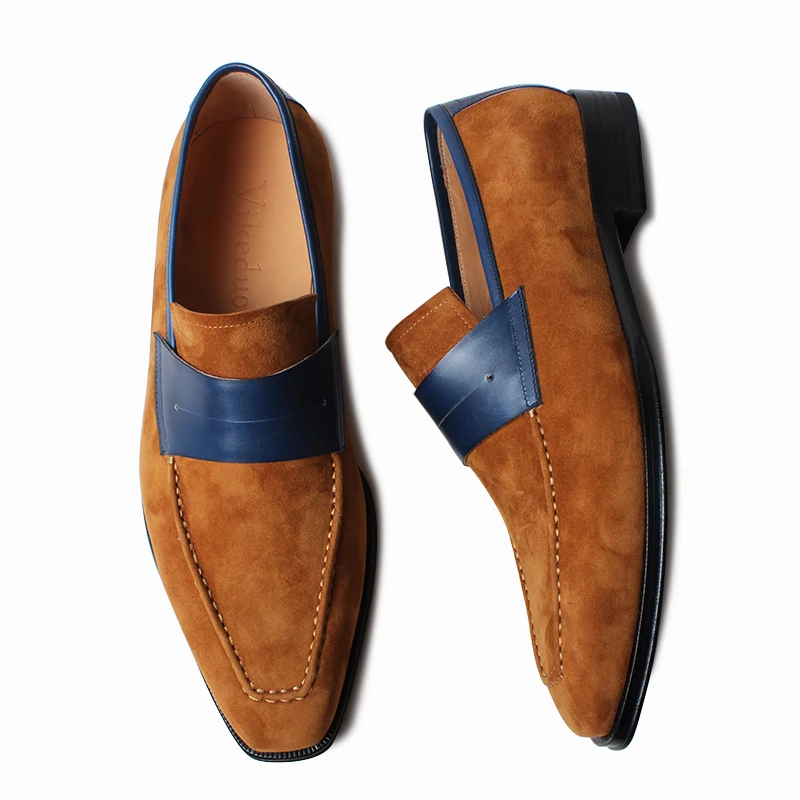 Vikeduo ручной работы знаменитая мода замша кожа Пенни лоферы на заказ слипоны последние мужские дизайнерские Мокасины Обувь