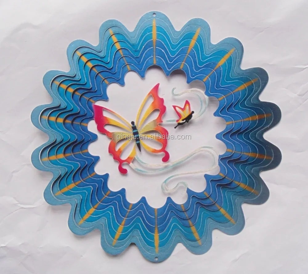 Wholesale low price 3D Butterfly metal Wind spinner