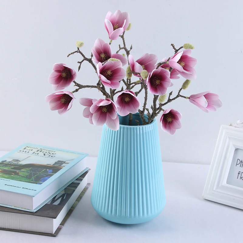 real touch magnolia artificial flower with short stem mini magnolia