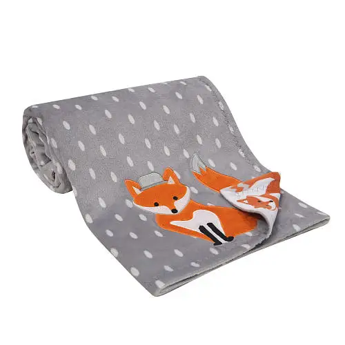 Custom baby blanket fox pattern 100% polyester blanket baby blanket
