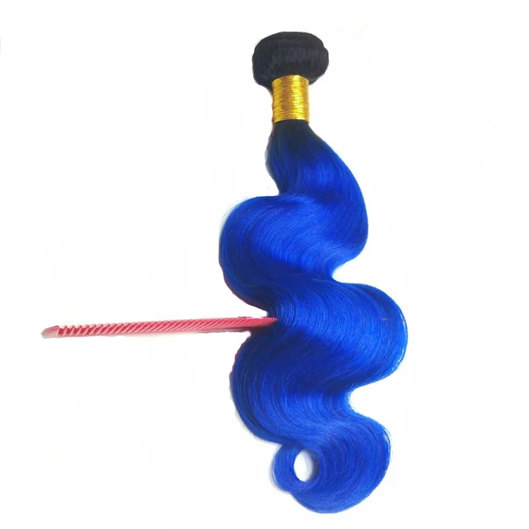 
Brazilian Top Quality 1B/Blue human hair extension two tone ombre color remy human hair weaves body wave 