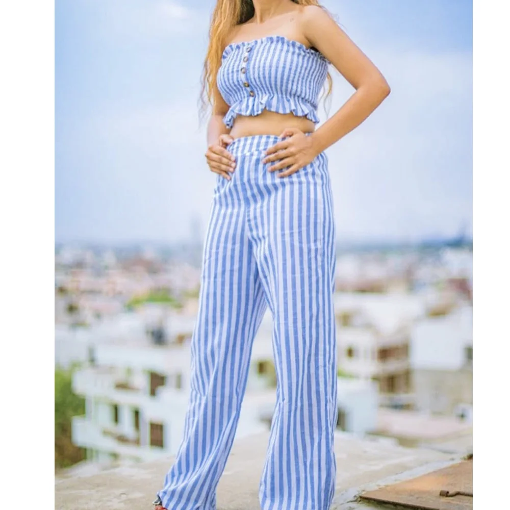 stripe palazzo trouser pants women