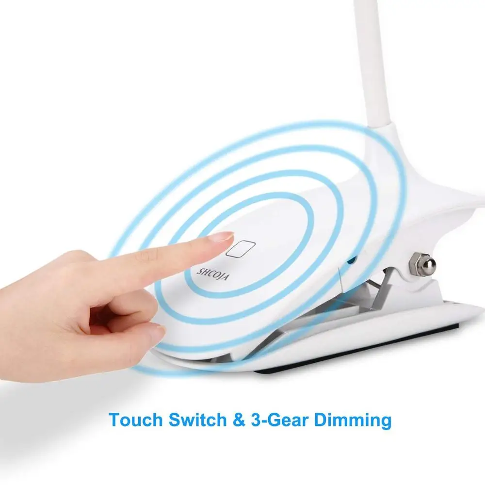 
Modern Cordless Gooseneck LED Desk Reading Lamp 3-Level Dimmable Cute Table Light Eye Protection Lighting 