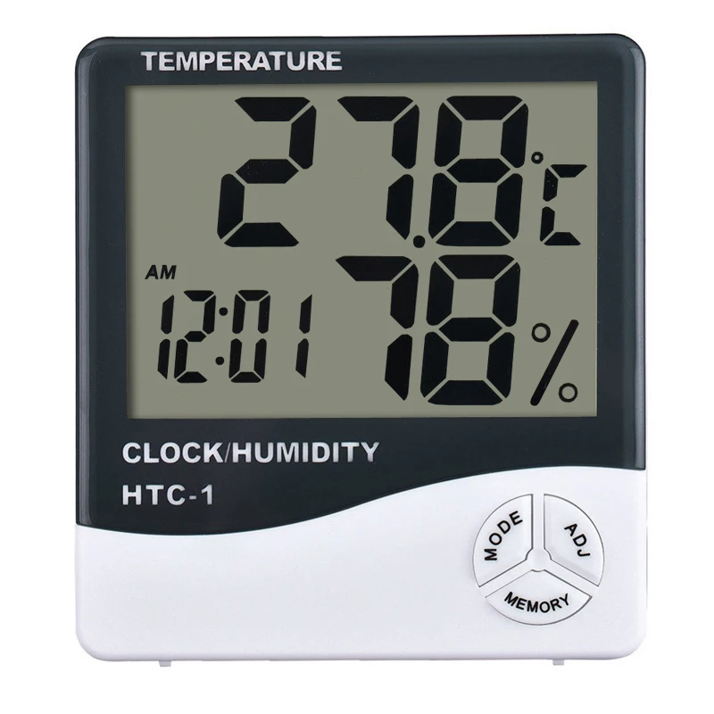 
High accuracy LCD Digital Thermometer Hygrometer Weather Station Indoor Electronic Temperature Humidity Meter Clock HTC-1 