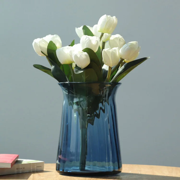 
High Quality Hand Blown Colored Flower Glass Vase For Home Decoration 