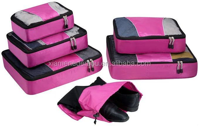 Alibaba gold supplier Packing Cubes-4 Set Travel Luggage Packing Organizers with Laundry Bag