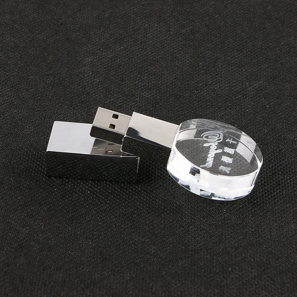 
High quality crystal usb pen drive 32gb with LED light 