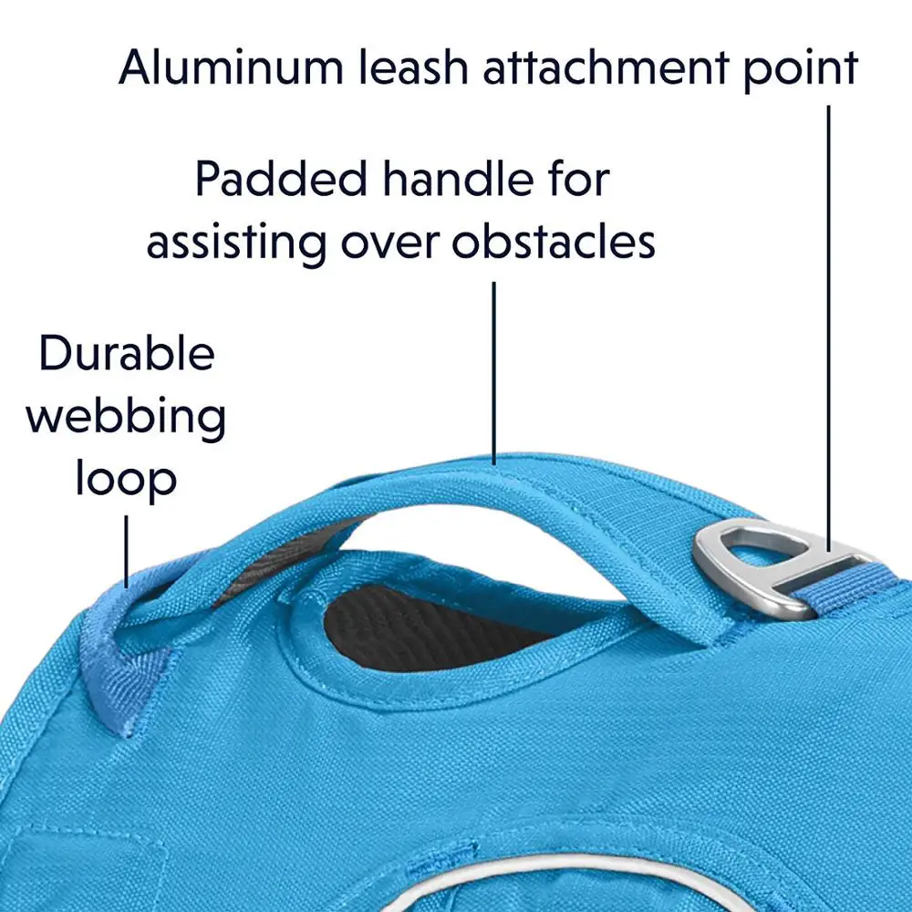 Adjustable Blue Nylon Service Lift Dog Harness with Foam Padded Handle for Working Dogs Handlers and Amputee Dogs