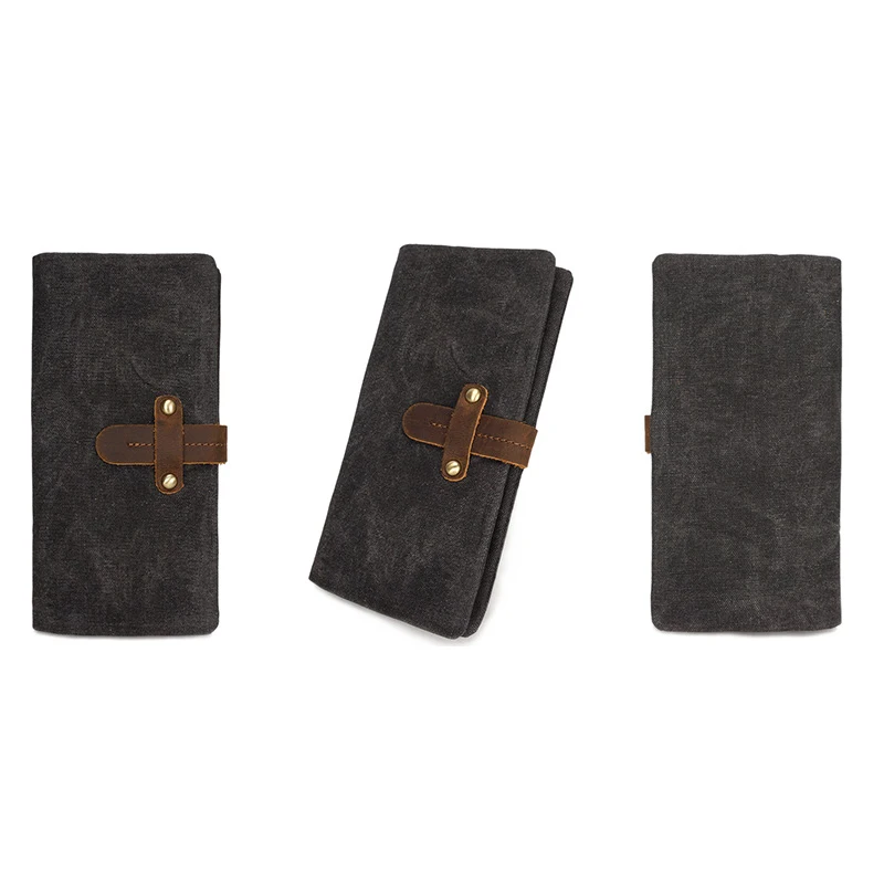 
Waxed Canvas Bag Passport Cover Case Phone Rfid Leather Credit Card Holder 