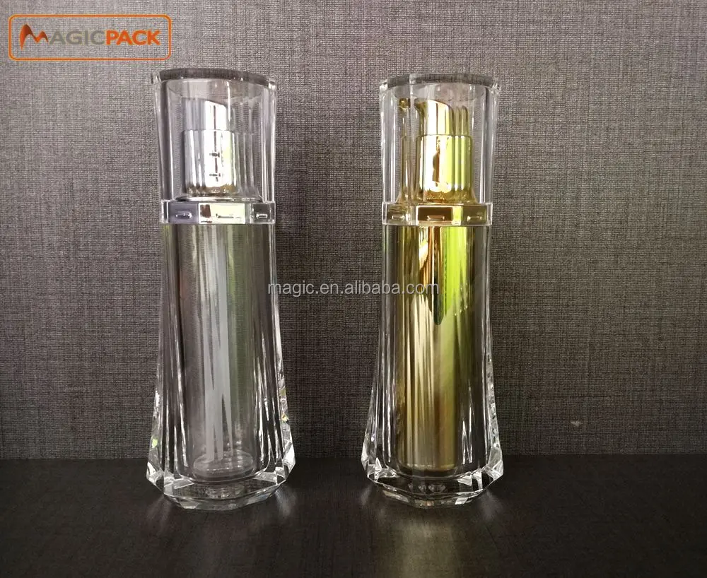 
Essential Oil Bottle Crystal Shiny Serum Bottles Skin Care Pump Container New Design Skirt Edge Luxury High End Acrylic 