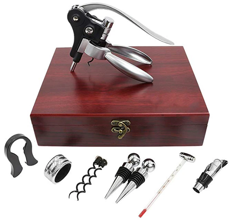 Premium Wooden Box Wine Tool Accessories Corkscrew Wine Opener Set