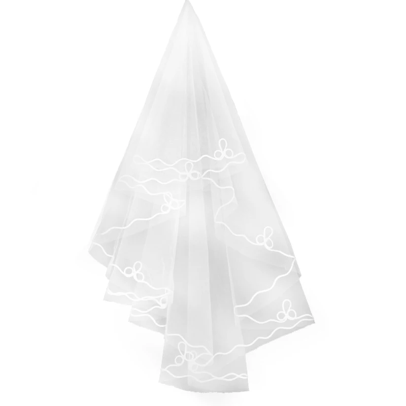 
Hot Sell Wholesale Elegant Appliques Long Wedding Accessories Bride One Layer Lace Bride Veil 