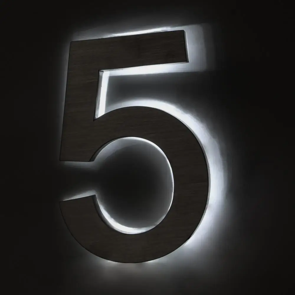 
LED Digital House Number Personalized Large Black and Blue Modern Address Number Sign 