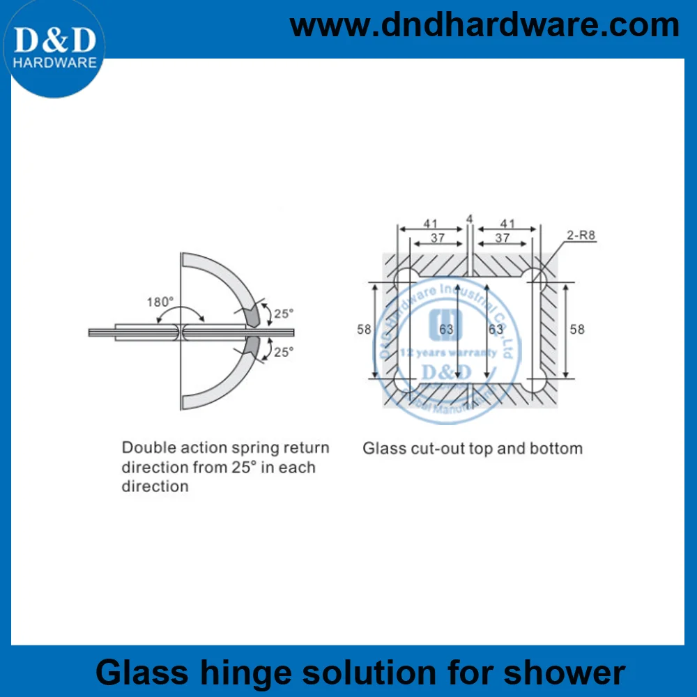 180 Degree Glass to Glass Heavy Duty Glass Door Shower Hinge