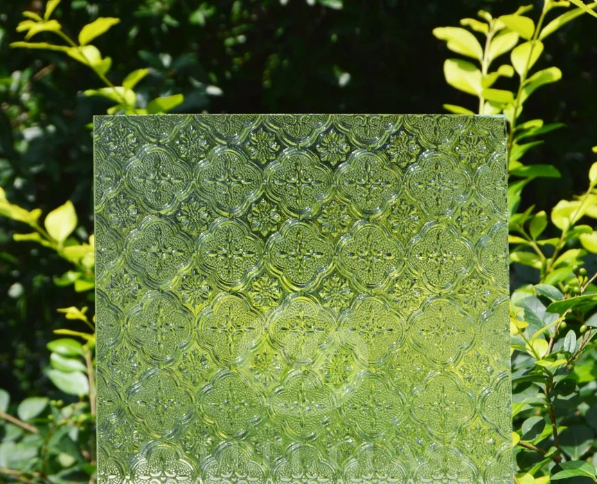 3mm-6mm clear flora figured nashiji pattern glass