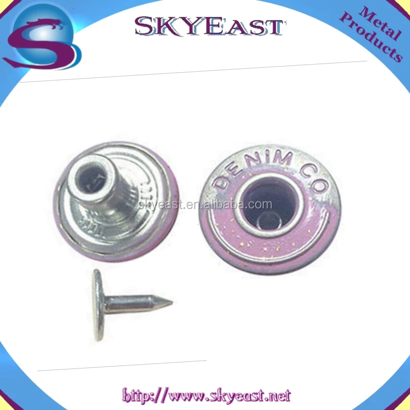 Wholesale Raised Logo Open Top Single Pin Jean Shank Buttons