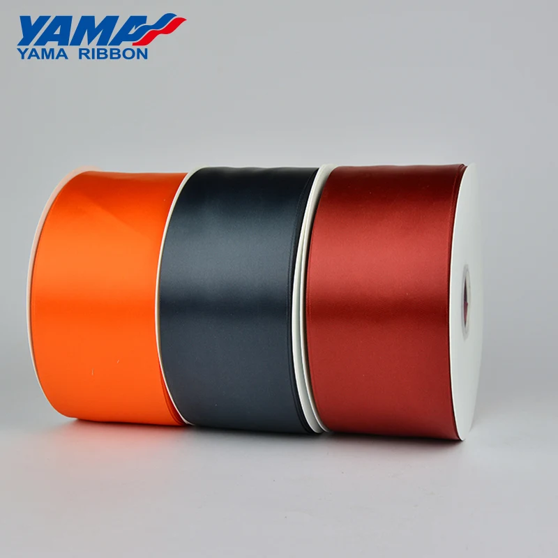 Yama Silk Satin Ribbon Factory Wholesale 3 Inch 75mm Single Face Smooth Blue RIBBONS 100% Polyester Solid Color