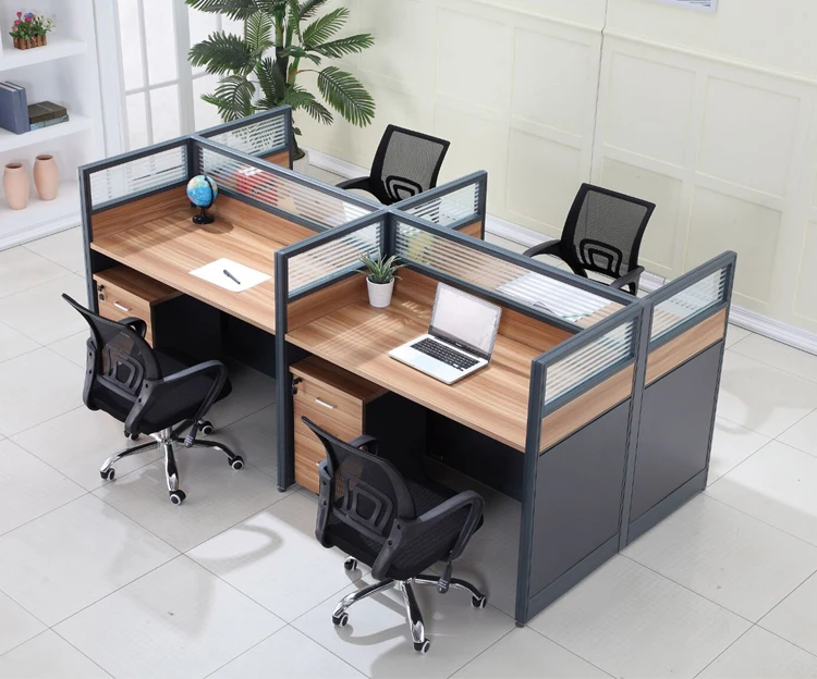 
45mm thickness 4 seat office workstation partition office desk workstation 