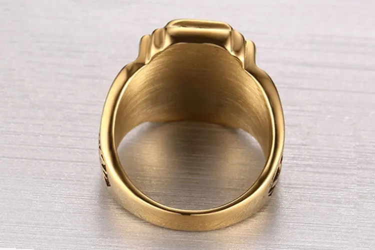 Wholesale Stainless Steel Imitation Jewellery Lion Head Ring Gothic Jewelry Customized Single Stone Ring Designs For Men