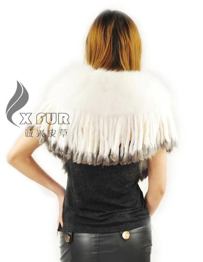 CX-B-61B Fox Fur Bridal Cape With Rabbit Fur Tassel
