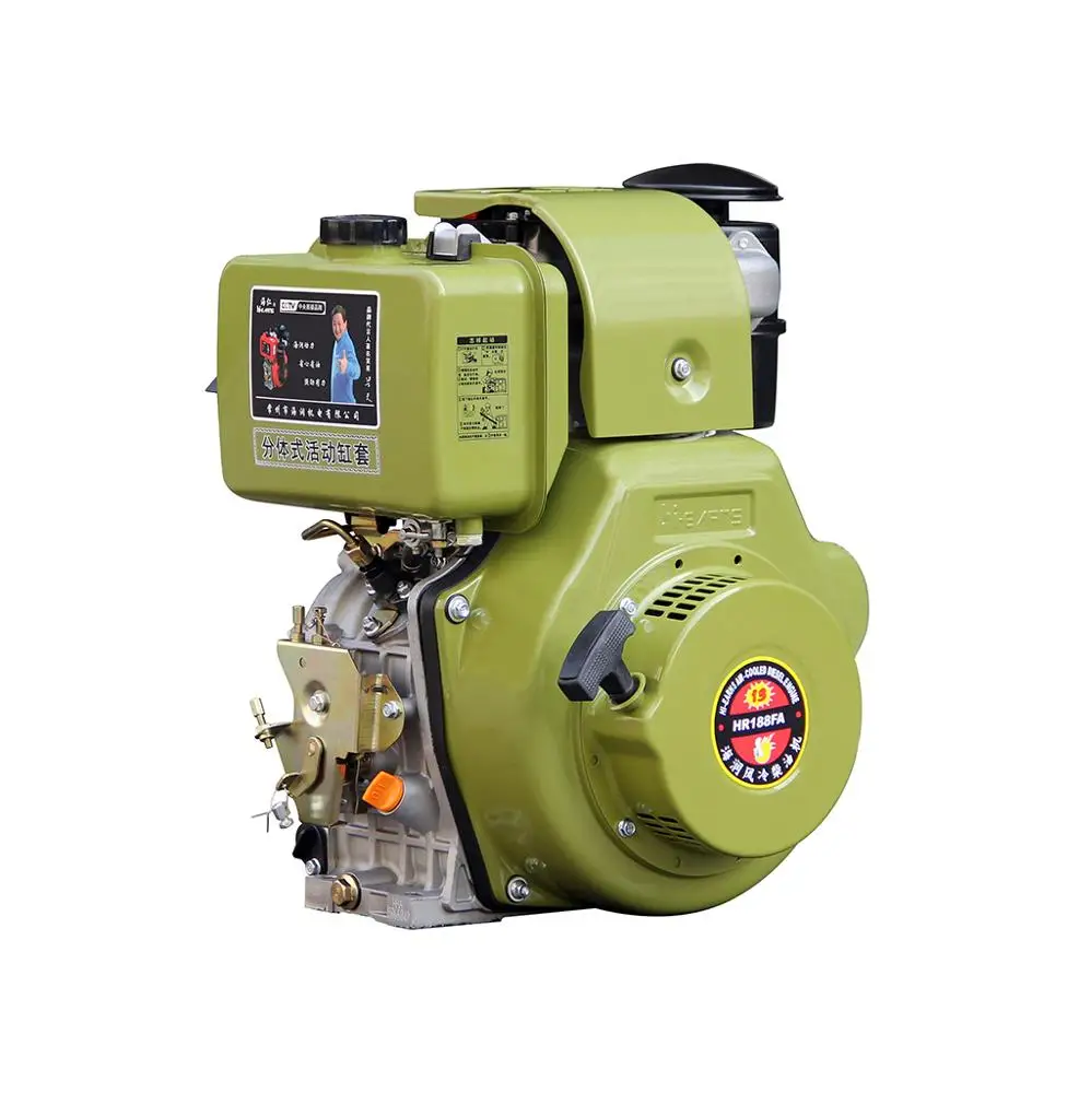 
188FAE New model Italian military green 12 HP Air-cooled single cylinder diesel engine with spline shaft 