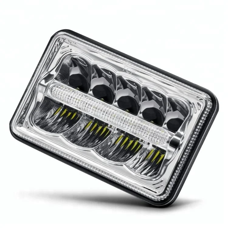 4x6 Square LED Headlight DRL High Low Beam and Amber Turn on Light Sealed LED Headlights for Jeep Trucks