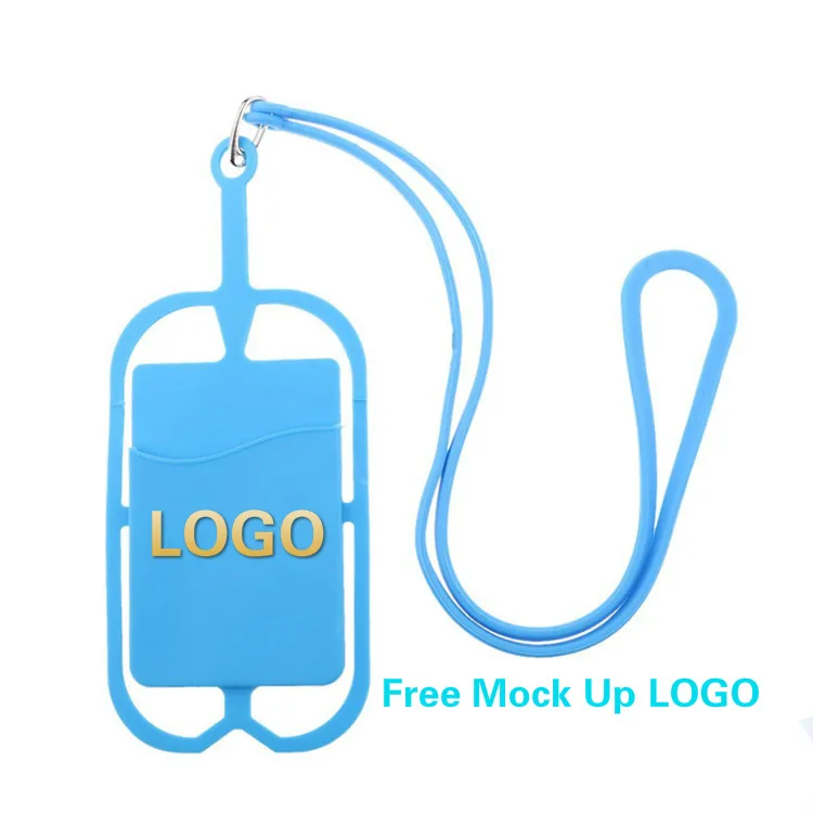 Free Samples Silicone Smart Cell Phone Holder Case with Lanyard wallet