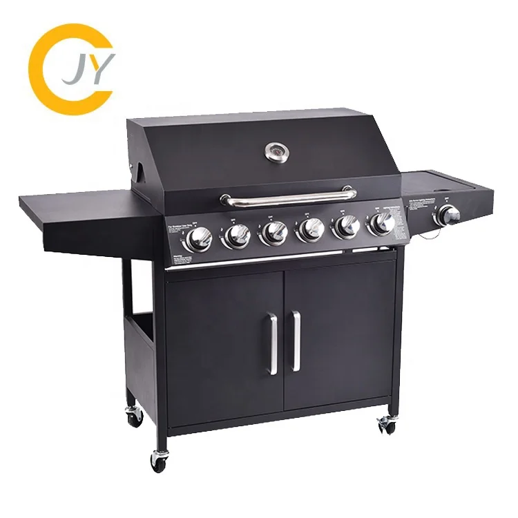 Outdoor Camping Cooking BBQ Grill Stainless Steel 6+1 Burner TableTop Propane Gas Grill