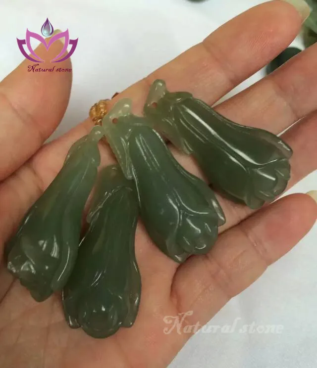 Конкурентоспособная цена в форме цветка натуральный зеленый нефрит камень подарок ремесла