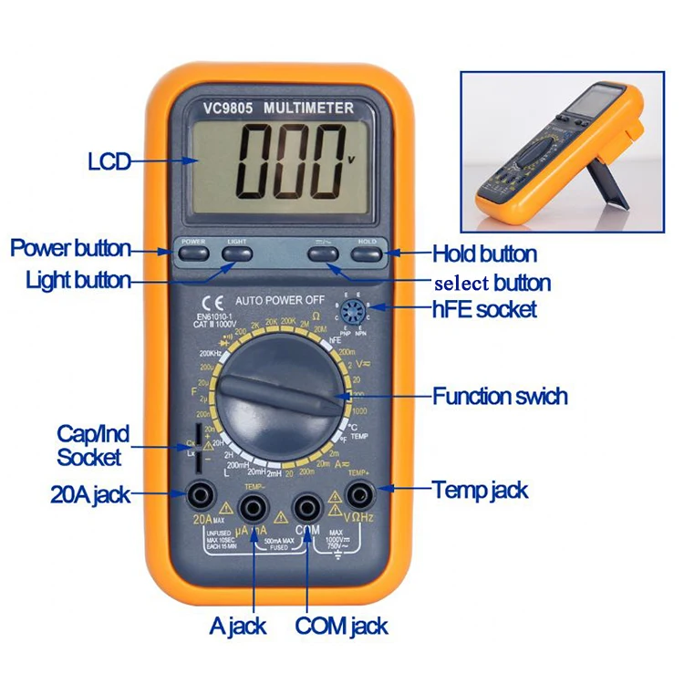low price digital multimeter VC9805 digital multimeter