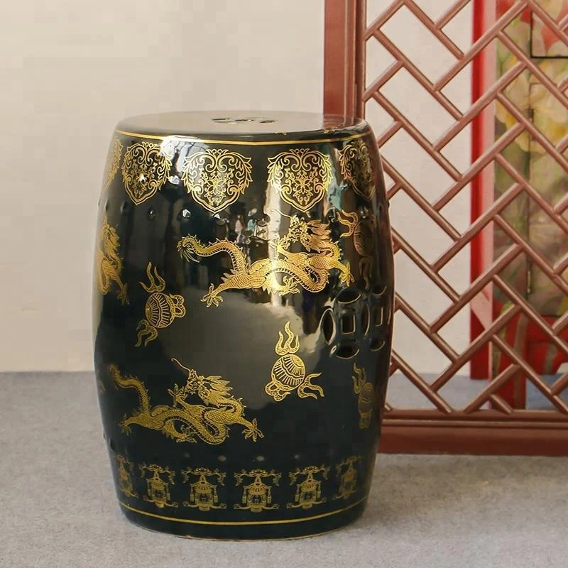  Chinese dragon drum ceramic stool UK flag painting porcelain home decoration with different color for garden seat