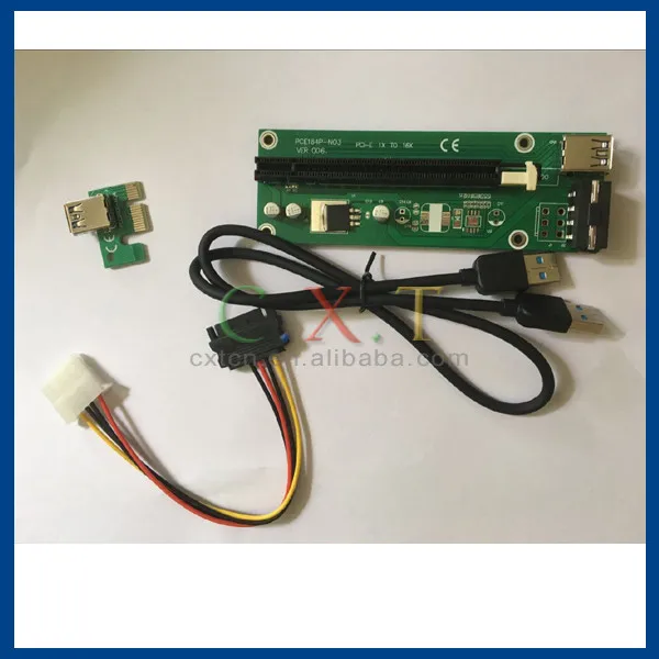 30/60/100 см PCI-E Экспресс 1x до 1X/4x/8x/16x Riser Extender Адаптер карта с USB 3.0 Кабель molex власти для bitcoin