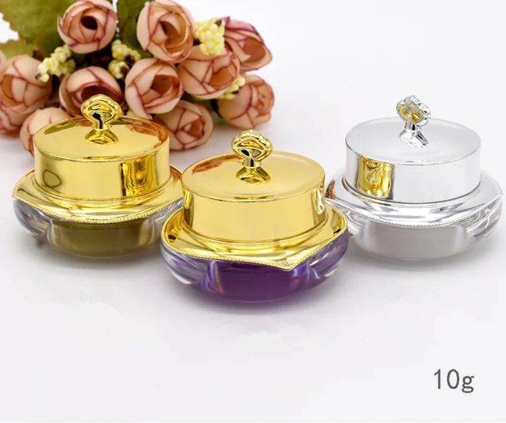 5g 10g 15g acrylic plastic crown shape cosmetic eye cream jar with gold crown lid inner seal