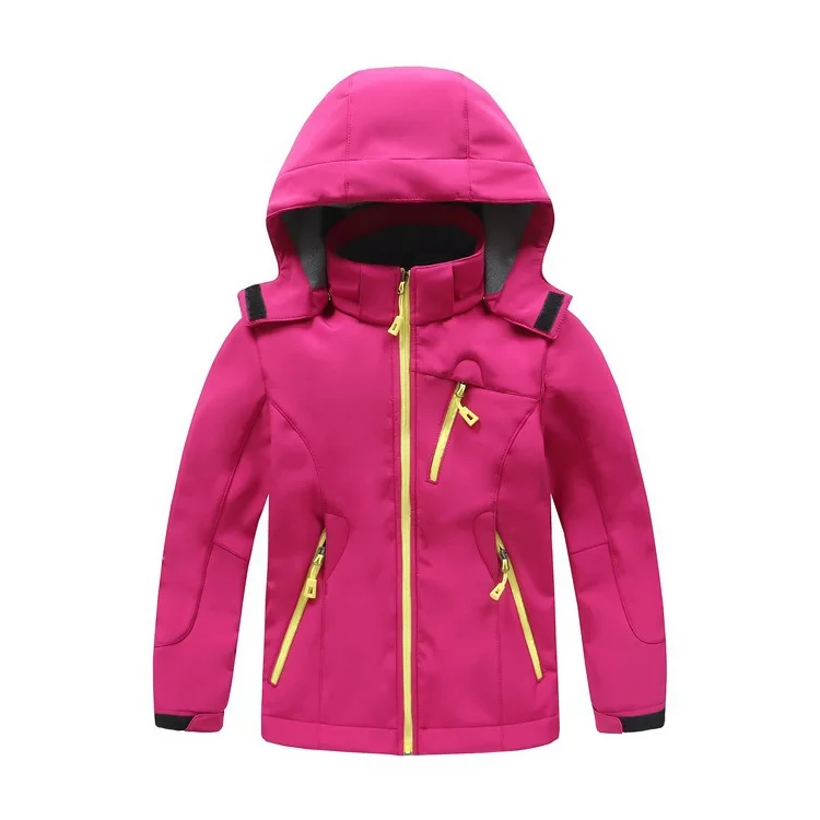 
Kids Softshell Jacket hood Highly breathable water-resistant Soft shell wind breaker jacket for hiking 