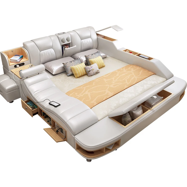 Fashion design Modern multifunctional bed with storage music massage bed bedroom furniture bed general use set furniture
