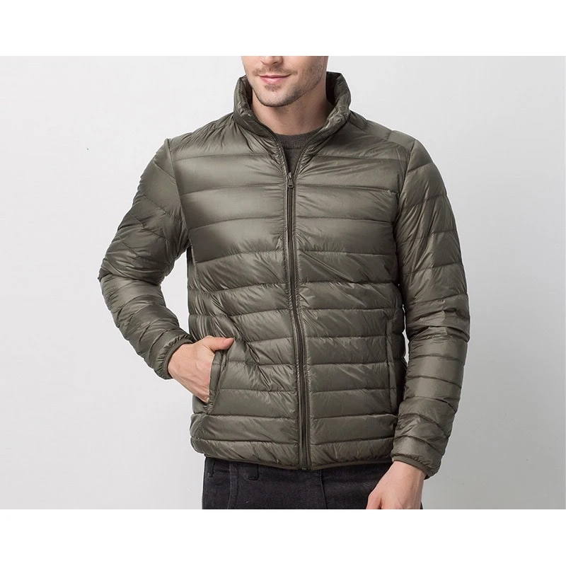 Men 90% Down 10% Feather Content High Quality Ultra Light Long Sleeve White Duck Down Jacket