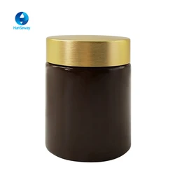 Wholesale Custom Brown pet cosmetic plastic Food Jar With Gold Aluminum Lid