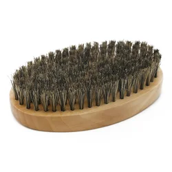 100% Wild Boar Hair Bristle Hair Brush Custom Beard Brush Wholesale Curved Wood Wave Brushes For Men Shaving Grooming